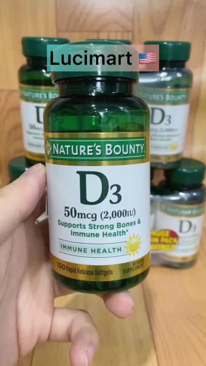 Viên uống Vitamin D3 5000 IU 125mcg 2000 IU 50mcg Nature's Bounty