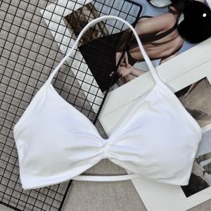 Women High Support Thin Strap Halter Sports Seamless Bras Scrunch Push-up Workout Yoga Tank Tops