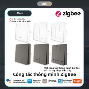 Công Tắc Đèn Thông Minh MOES Tuya ZigBee 2/3 Chiều Tương Thích Với Alexa Google Home 2mqtt Không Cần Dây Trung Tính Hoặc Tụ Điện Điều Khiển Thông Minh Qua Smart Life