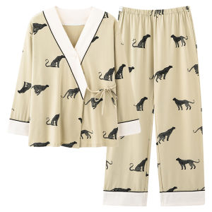 miiow | Maternity Sleepwear Set Womens Long Sleeve Cardigan Home Clothes With Chest Pad Spring Autumn New Style Sweet Cute Style