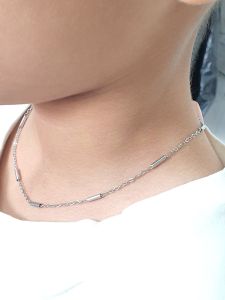 Nhỏ Em Không xi mạ- Dây Chuyền Trúc Nhỏ 2.5MM Sáng Trắng Cao Cấp Khóa Tròn-Dùng vĩnh viễn không đen