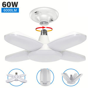 E27 Fan Shape Foldable LED Bulb 60W AC85-265V Cold Light for Desks Office Tables and Garage Deformation Versatile Lighting