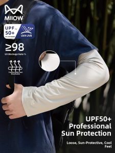 miiow | Mens Ice Silk Sun Protection Sleeve Covers Summer Outdoor Fishing Cool Feeling Nylon Mid Stretch Protective Arm Covers