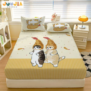 Cartoon Cat Shark Bed Canopy Elastic Bed Sheet Cover Print Design Dormitory Bed Cover Universal Seasonal Velvet Fabric