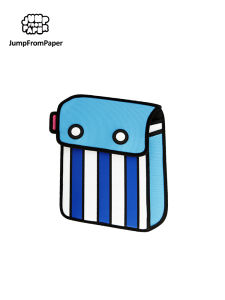 JumpFromPaper Tropical Fish-Blue Hand Bag JFP017 卡通手拿包Vertical stripes Clutch Purse2D Drawing Cartoon Clutch bagCute Comic Hand BagBig Canvas Clutch Handbags Walllets for men