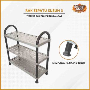 RAK SEPATU 3 SUSUN - Besar / Tempat Sandal / Rak Sepatu Kokoh Plastik