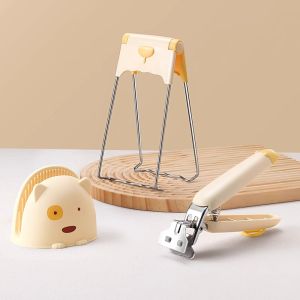 Hot Plate Gripper Stainless Steel Bowl Clip Tongs Bowl Lifter Anti-Scald Clamp Silicone Cooking Pinch Grips Oven Mitts