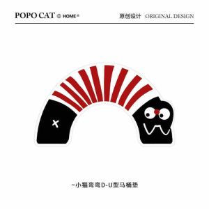 VIKAMA Cartoon Black Cat U-Shaped Toilet Seat Mat Quick-Drying Non-Slip Bathroom Rug Creative and Fun Floor Mat Home Decor