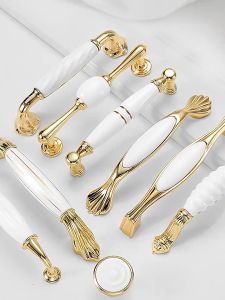 Gagang Lemari Ceramic Hendel handle Pintu Gold Mewah Laci Lemari Pegangan Almari Handle Lemari Gold Gagang Pintu Lemari Dapur