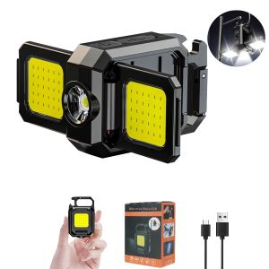 XIWANGFIRE | Đèn Làm Việc Dạng Móc Khóa COB Nguồn Sáng Kép 5 Chế Độ Có Thể Sạc Lại Đèn LED Cầm Tay Có Độ Sáng Cao Để Cắm Trại Đi Bộ Đường Dài Chạy Bộ