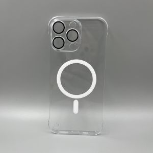 Ultra-Thin Ice Crystal Magnetic Absorption Phone Case for Apple 16 15 14 pro Max with Lens Protection Full Hard Cover for 12P Naked Phone Feel