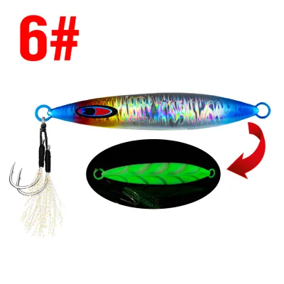 AKAKUMA | 1Pc Luminous Jig Lure Fast Sinking Jigging Long Casting Lure 40G-200G Metal Bait With Sharp Hooks For Sea Fishing