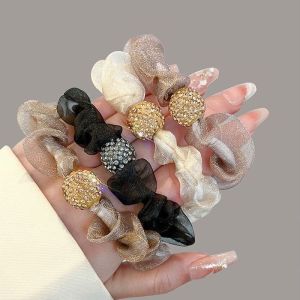 เรียบหรู O ที่คาดผมออร์แกนซ่าประดับเพชร พลีท ที่คาดผมแฟชั่นเครื่องประดับผมไปข้างหน้า อ่อนโยน ที่คาดผมแบบตาข่าย