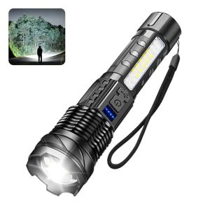 Đèn Pin LED Có Thể Sạc Lại 7 Chế Độ Đèn Pin Có Thể Phóng To COB Side LED Đèn Cầm Tay Công Suất Cao Chống Nước Cho Cắm Trại Ngoài Trời Hoang Dã