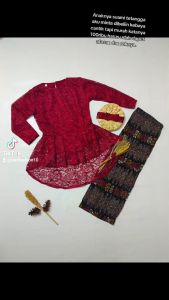 Baju Setelan kebaya anak moderen ROK PLISKET tk dan sd BONUS PITA IKAT PINGGANG