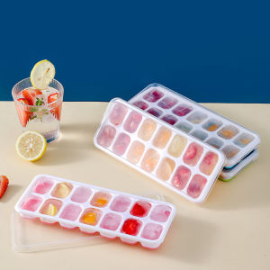 14 Grids Ice Cube Trays Reusable Silicone Ice cube Mold Fruit Ice Maker with Removable Lids Kitchen Tools Freezer Summer Mould