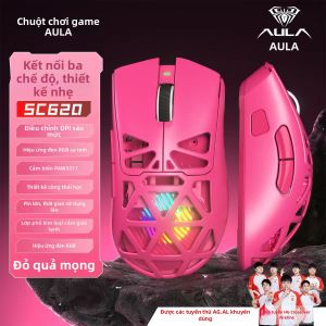 AULA | Chuột chơi game không dây SC620 thiết kế công thái học kết nối 3 chế độ siêu nhẹ khoét lỗ