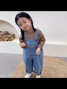 Childrens overalls childrens autumn pants 2023 new type of CUHK childrens spring and autumn jeans girls simple pants tide