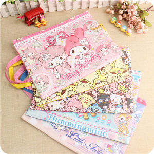 Korean Stationery Cute Cartoon Student File Bag Material Storage Bag Thickened A4 Single Layer Zippered Flannel Bag Wholesale