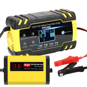 12V 24V EU US UK Plug Car Battery Charger Lead Acid Battery Pulse Repair Tools Smart Digital Automobile Motorcycle Accessories