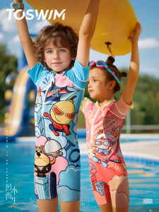 TOSWIM Childrens One-Piece Swimsuit UV Protection Fashionable Baby Swimming Suit Boys Girls Kids Swimwear Summer 2022