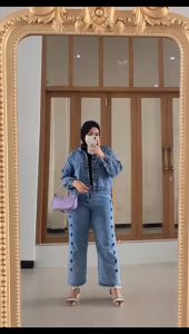 Highwaist Kulot Bordir Love Jeans Wanita