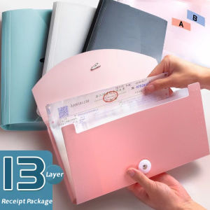 B6 Folder Bill Storage Bag with 13 Compartments Office Stationery Receipt Bag 26.5*14CM