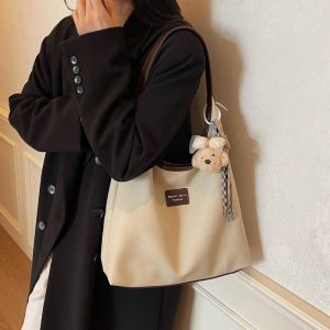 Fall Winter Large Capacity Canvas Tote Bag Womens 2025 New Fashion Versatile Single Shoulder Armpit Bag Commuting Tote Bag