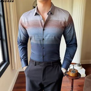 Men Long Sleeves Shirt 2024 New Arrival Trendy Handsome Fashion Fancy Top Clothes Stylish Print Silm Shirt