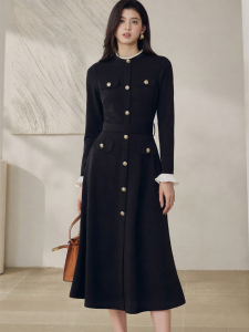 Roey s house | Elegant Black Belted Flared Dress