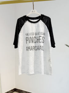 Áo Thun Tay Ngắn in Chữ Ren Rộng Rãi Mùa Hè Cho Nữ Phong Cách Hàn Quốc Cổ Tròn Tay Dài Ngắn Thường Ngày