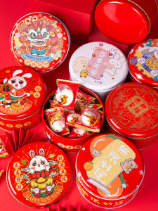 Rabbit New Year Iron Box Square Cookies Snowflake Crisp Nougat Packaging Box Gift Box Empty Handbag