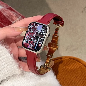 Uhada | Red Leather Thin Smartwatch Strap for Redmi Watch