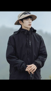 Mens Jacket Hoodie UV Protection Waterproof Sports Mountaineering Camping Mountaineering Windbreaker