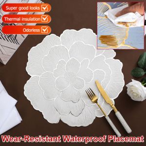 Nordic Peony Placemat Western-Style Placemat Heat Insulation Table Pad Non-Slip Table Mat Cup Mat Coaster