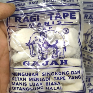 Ragi Tape Singkong Manis Cap Gajah-Bola Dunia-Mangga Manis-Jago isi 16-25 Keping