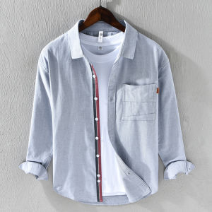 Japanese Fresh Oxford Long Sleeves Shirt Mens Casual Youth Artsy Loose Shirt