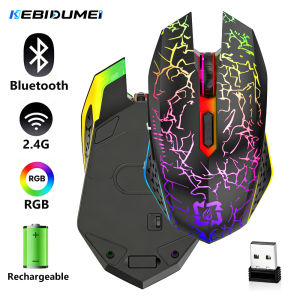 Kebidumei | KEBIDUMEI Wireless Bluetooth Mouse 1600DPI RGB Gaming Mouse Rechargeable 6 Buttons Silent Office Mice For MacBook Tablet Laptops