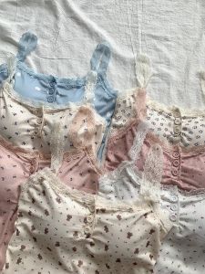 Áo Ba Lỗ Ren Hoa Ngọt Ngào Mùa Hè 2024 Áo Ba Lỗ Nữ Cài Nút Áo Khoác Ngoài Mỏng Áo Ba Lỗ Ngắn Áo Ba Lỗ Dây Thắt Lưng