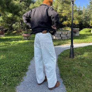 Loose Fit Blue Washed Denim Jeans Motorcycle Street Dance Style Casual Pants for Couples BMX Hip Hop Streetwear