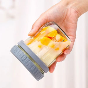 350ML Reusable Overnight Oats Jars with Spoon Airtight Oatmeal Cup Container with Measurement Marks