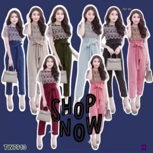 Jumpsuit ชุดจั้มสูทขายาว แขนสั้น TT7913