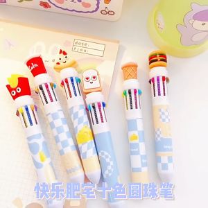 1pc Cute Fast Food Series Pen 10 Colors 0.5mm Colorful Ballpoint Pen Creative Pen School Supplies Cute Stationery