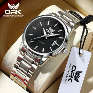 OPK Watch For Men Waterproof Original 2025 New Automatic Date Fashion Korean Style Business Stainless Steel Watch Band Luminous Calendar