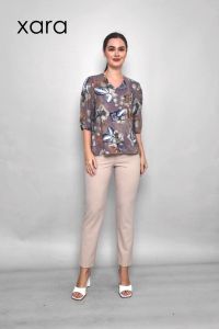 XARA Delilah Floral Print 3/4 Sleeve Rayon Blouse