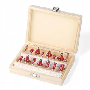 Router Drill Bit Set 15 Pieces Per Box 1/4-inch T-shaped Wood Milling Cutter Essential Woodworking Tool Set Precise Cutting and Durability DIY Projects Must Have Enhanced Craft Level    MX