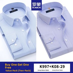 ROMON | Casual Slim Fit Business Stripe Shirt