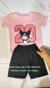 Baju Setelan Anak Perempuan Karakter Kuromi Number 20 - Kaos Anak Cewek Kuromi Lucu Umur 1 - 10Tahun