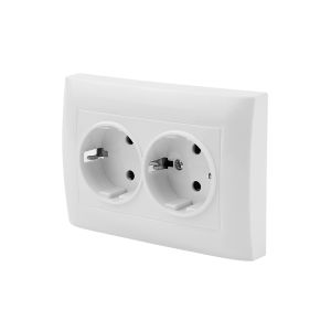 MR TRAVEL | White Power Sockets Flame Retardant Classic Wall Embedded With Ground 250V Paint Plastic Plugs Socket EU Standard AC Socket 250V
