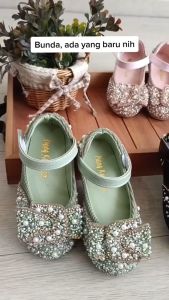 Sepatu Pesta Flat Anak Perempuan Size 21-36 Import Korea Princess Mutiara Blink Tanggung Cewek